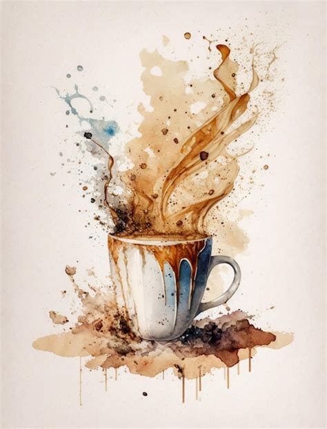 Premium AI Image | There is a painting of a cup of coffee with a splash ...