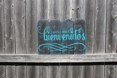 Bienvenidos Sign Welcome Sign Bienvenidos Wood Sign Door