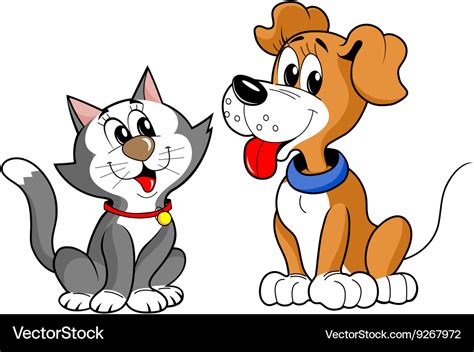 Funny cat and dog Royalty Free Vector Image - VectorStock