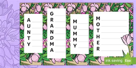 Mother's Day Acrostic Poem - Writing Template - Twinkl