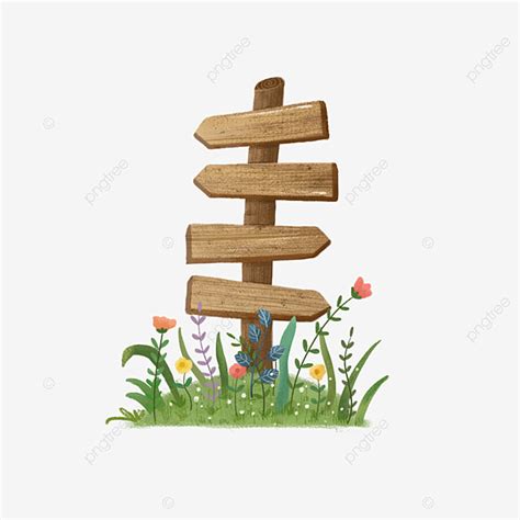 Wooden Signpost PNG Image, Wooden Arrow Direction Signpost, Cartoon ...