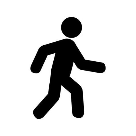 a black and white silhouette of a person walking or running with one foot on the ground