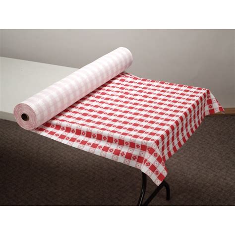 Atlantis Plastics 2TC300-GING Red Gingham Patterned Plastic Roll Table Cover - 300'