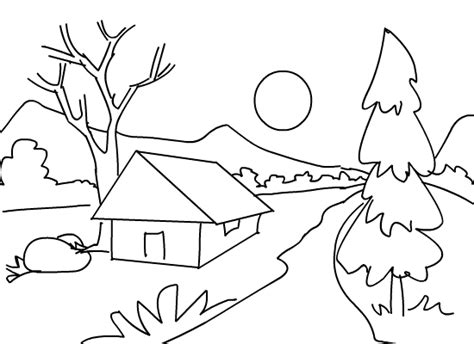 Printable Scenery Coloring Pages | Coloring pages, Nature drawing ...