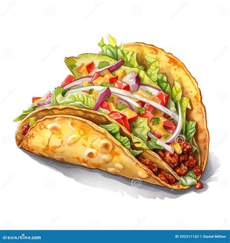 Taco Street Food Watercolor Illustration Stock Illustration ...