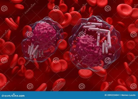 Chronic Lymphocytic Leukemia (CLL) Cells in Blood Flow - Closeup View ...