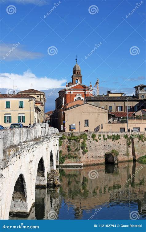 Rimini Old Town and Tiberius Bridge Stock Photo - Image of river, rimini: 112102794