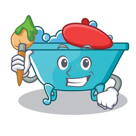 Artist Bathtub Character Cartoon Style Stock Vector - Illustration of artisan, emoticon: 104716539