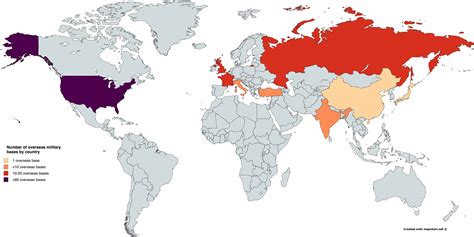 Number of overseas military bases by country [6434x3340] : r/MapPorn