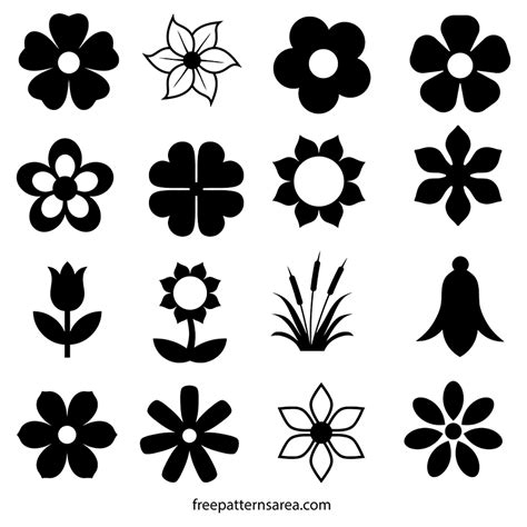 Flower Silhouette Vector and Outline Templates - FreePatternsArea