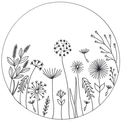 Hand Embroidery Pattern Design Wildflowers / PDF Pattern/ Wildflowers Design for Colouring ...