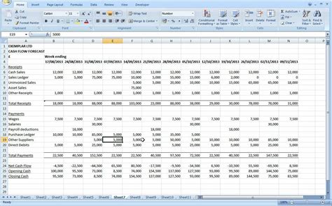 Basic Cash Flow Spreadsheet for Cashw Budget Worksheet Excel Cashflow ...