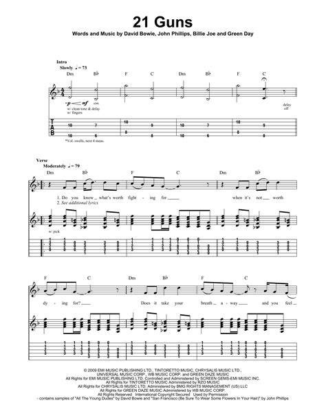 21 Guns Guitar Tab by Green Day (Guitar Tab – 77287)