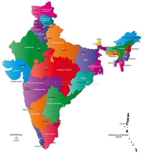 India map. Designed in illustration with regions colored in bright colors and wi , #SPONSORED, # ...