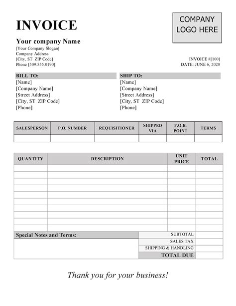 Invoice Signature Template