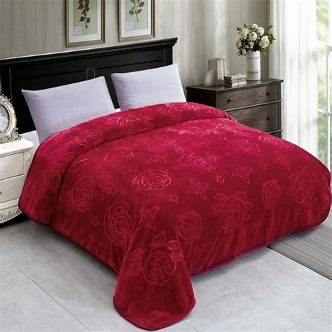 Soft Bed Flannel Blanket Queen Size (79" x 91") - Soft,Flower Embossed ...