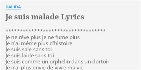 "JE SUIS MALADE" LYRICS by DALIDA ...