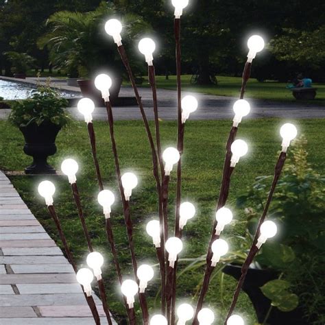 2 x 60cm Garden LED Twig Lights Solar Tree Lights Decor Lighting Outdoor Lamp | Solar tree ...