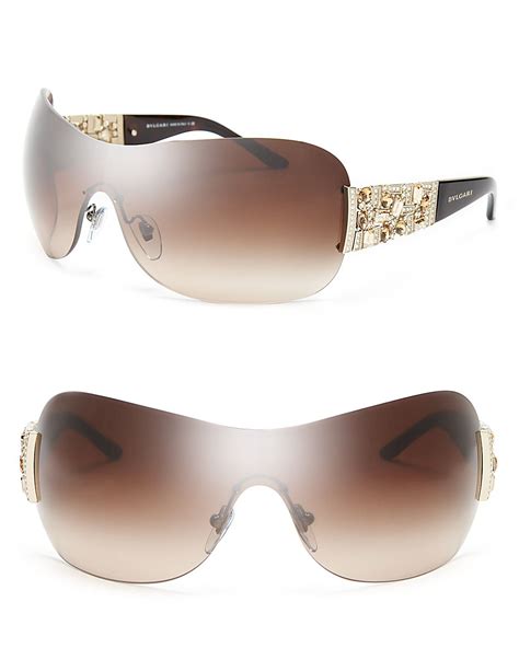 BVLGARI Women's Crystal Shield Sunglasses Jewelry & Accessories ...