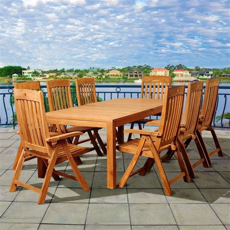 Amazonia Sexton 9-Piece Teak Rectangular Patio Dining Set-SC RINRECBIG_8SUMPOS - The Home Depot