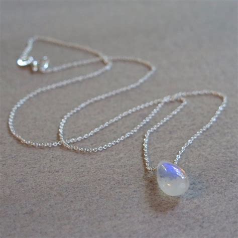 Moonstone Necklace Sterling Silver or Gold Filled Smooth - Etsy