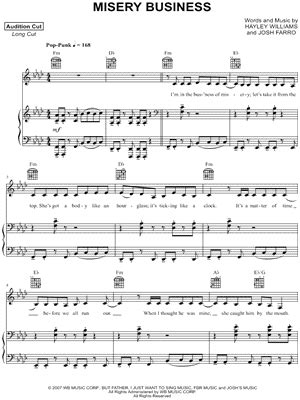 "Misery Business" Sheet Music - 6 Arrangements Available Instantly ...