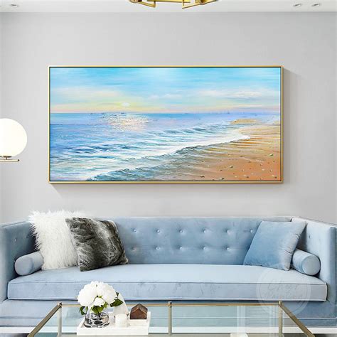 Hand painted seascape beach original wall art abstract framed | Etsy