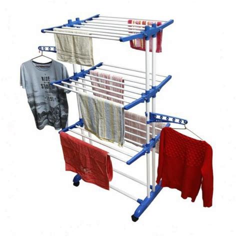 Powder Coated Wheel Pattern Heavy Durable Double Pole Cloth Dryer Stand ...