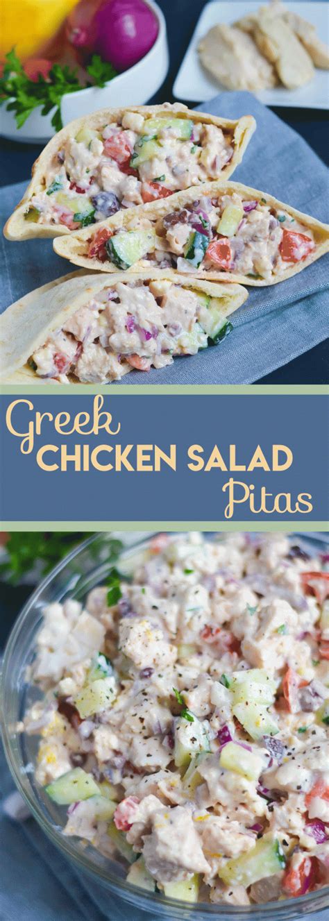 Greek Chicken Salad Pitas | Recipe | Greek chicken salad, Chicken salad ...