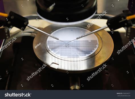 Semiconductor Silicon Wafer Undergoing Probe Testing Stock Photo (Edit ...