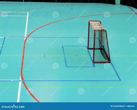 Floorball Hockey Court Indoor Hall with Gate. the School Gym Stock ...