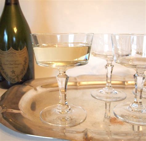 Gorgeous Vintage Crystal Champagne Coupe Glasses with Flat