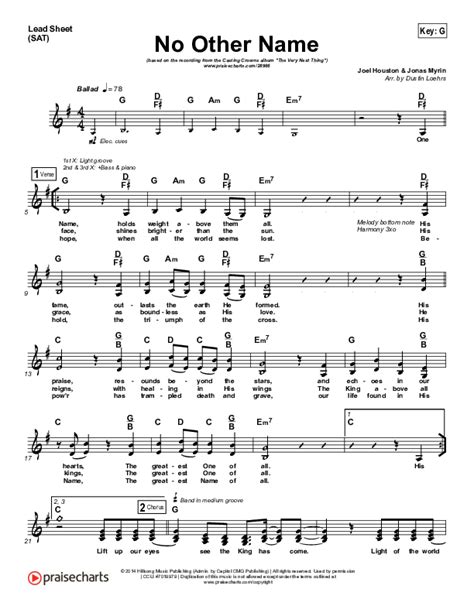 No Other Name Sheet Music PDF (Casting Crowns) - PraiseCharts