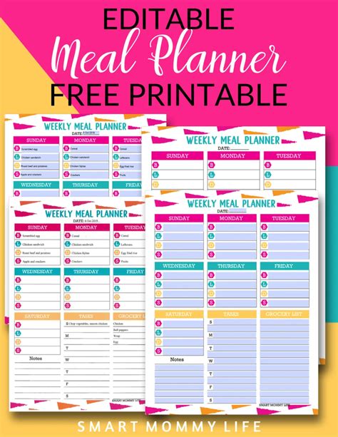 Free Editable Printable Meal Planner Template - For Easy Meal Planning | Meal planning template ...