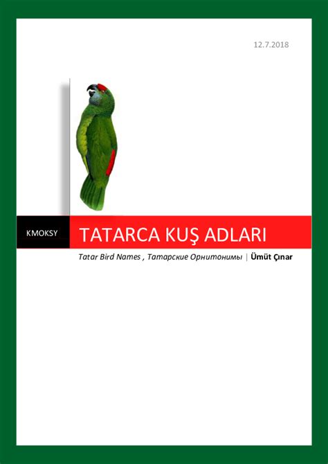 (PDF) Tatar Bird Names 2018 | Ümüt Çınar - Academia.edu