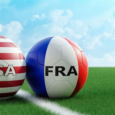 France vs. USA Soccer Match - Soccer balls in France and USA national ...