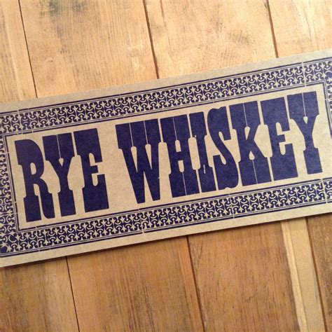 RYE WHISKEY Hand Printed Letterpress Oversize POSTCARD blue