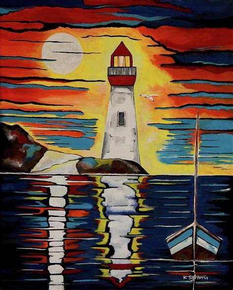 Lighthouse Beacon Painting by Kathleen Sartoris