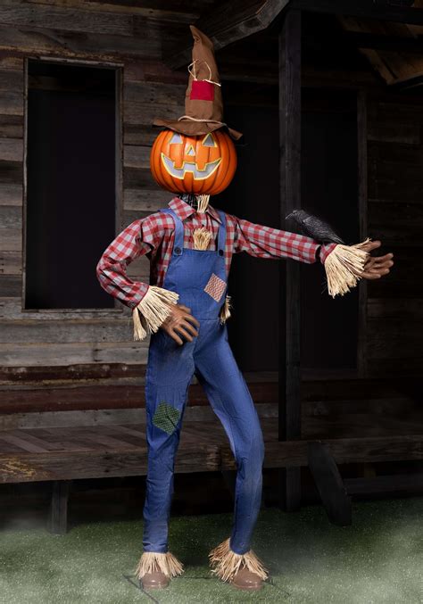 6FT Whimsical Scarecrow Animatronic Halloween Prop | Pumpkin Decorations