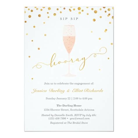 Sip Sip Hooray Shower or Engagement Party Invitation | Zazzle ...