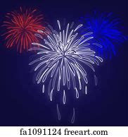 Free art print of Fireworks Blue Background. Graphic illustration of red white and blue ...