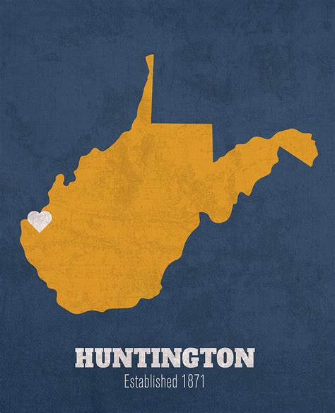 Huntington West Virginia City Map Founded 1871 University of West Virginia Color Palette Mixed ...