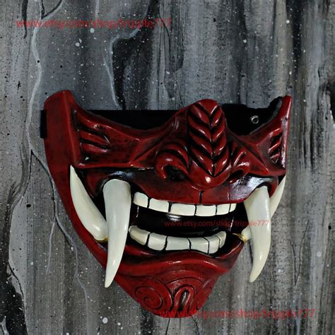 Half Face Assassin Ronin Samurai Mask, Cool Baddass Demon Oni Mempo ...