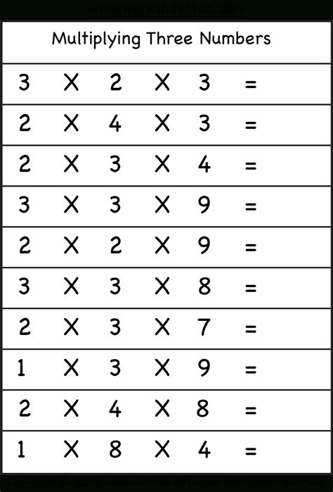 Printable Multiplication 3's – PrintableMultiplication.com