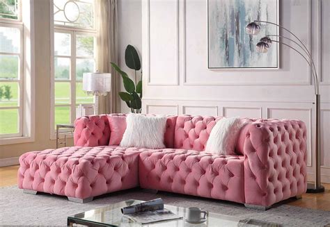 Item#4025-Sectional Pink Velvet Sectional