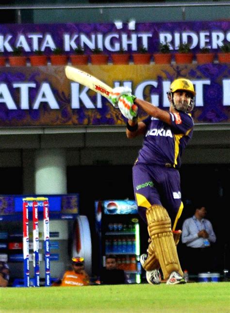 KKR Captain Gautam Gambhir in action during the match between KKR and ...