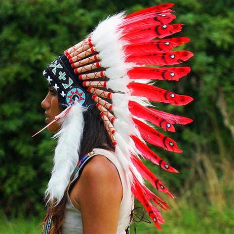 Red Indian Chief Headdress - 65cm – Indian Headdress - Novum Crafts