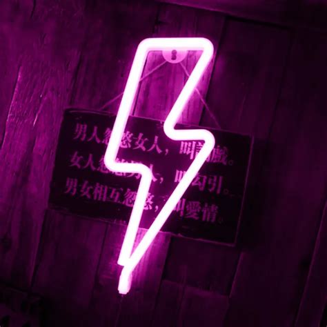 @FLASH SHAPED NEON Lights USB Battery Operated Hanging Night Lamp (Pink) * £7.69 - PicClick UK