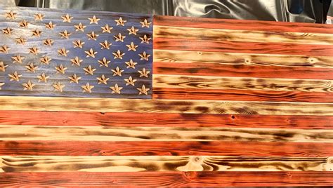 Rustic Wooden Color American Flag Wall Decor Charred American | Etsy