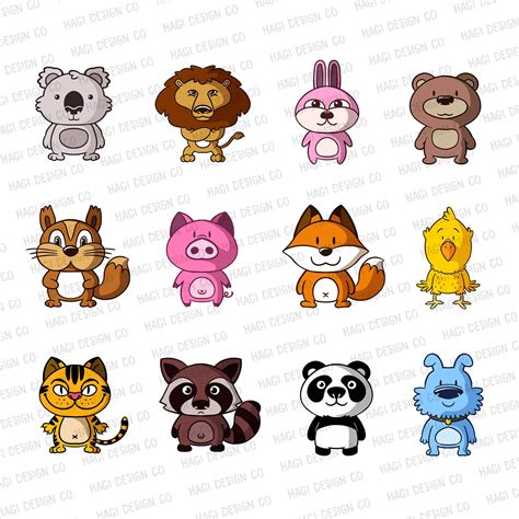 Animal Cliparts, Cute Cartoon Animal Character Images, Illustration ...